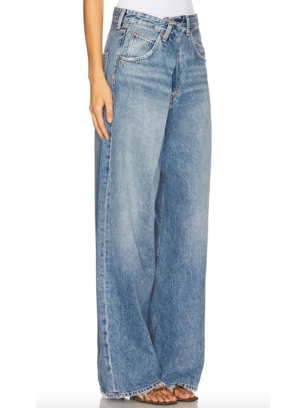 NWT Agolde Vana Criss Cross Fold Straight Leg Jeans Size 25 in Mantra Blue - Picture 4 of 7